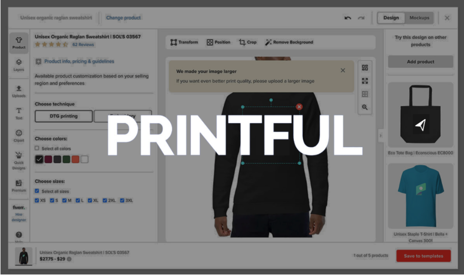 Printful شرح موقع برنتفال